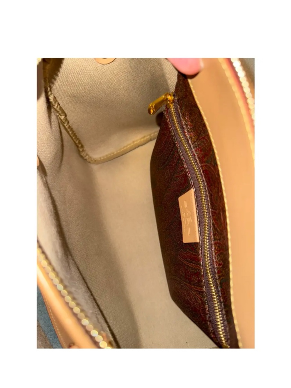 SOLD!!! Etro Brown Paisley Leather Satchel with Tan Trim EUC (900-1500 value) - Picture 7 of 17